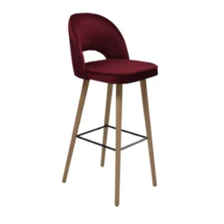 Sessio Bistrot Tabouret de bar en tissu dossier ajouré avec pieds en bois><noscript><img width=