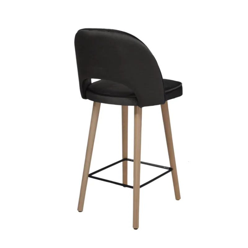 Sessio Bistrot Tabouret snack en tissu dossier ajouré avec pieds en bois> Tabouret Snack (assise +/- 65 Cm)|Tabouret De Bar (assise +/- 80 Cm)
