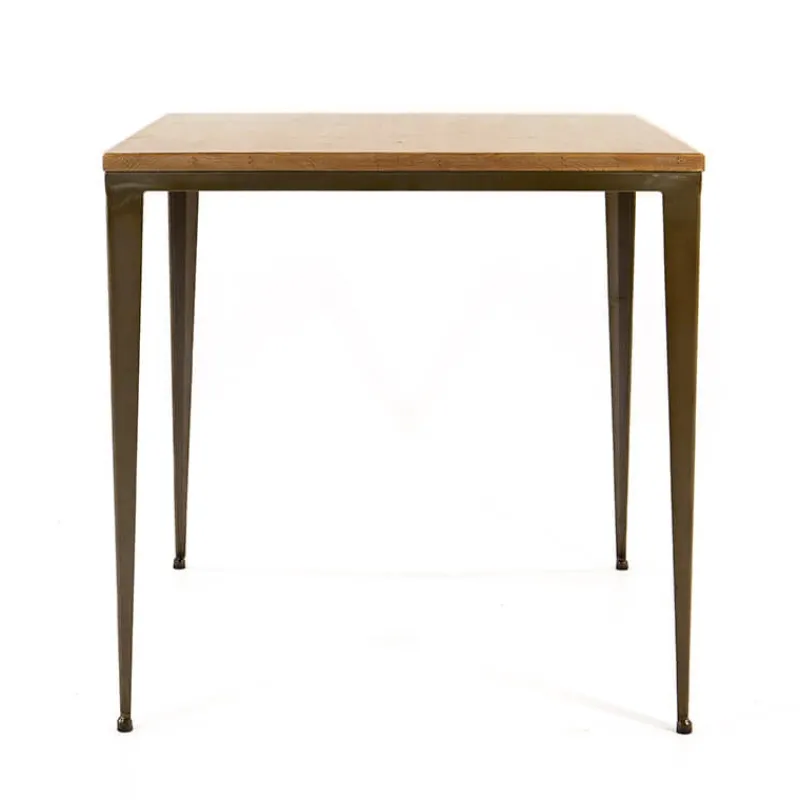 Jayso Bolonia AM412 Table industrielle carrée en métal et bois> Table De Cuisine
