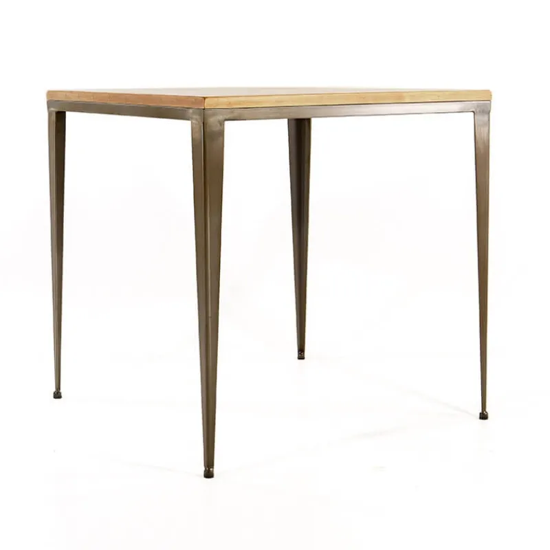 Jayso Bolonia AM412 Table industrielle carrée en métal et bois> Table De Cuisine