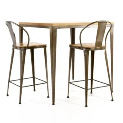 Jayso Bolonia AM412 Table industrielle carrée en métal et bois><noscript><img width=
