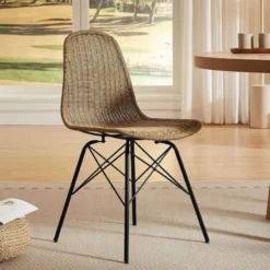 BornéoChaise tressée bohème avec pieds Eiffel> Chaise De Salle à Manger|Chaise Salon