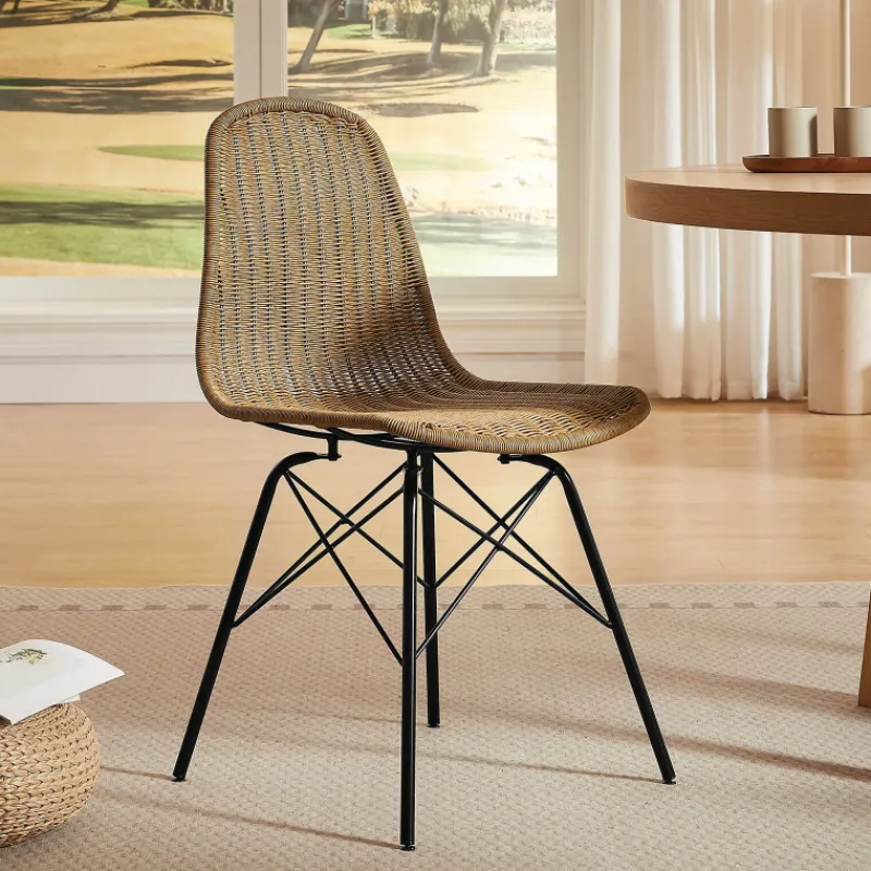 BornéoChaise tressée bohème avec pieds Eiffel> Chaise De Salle à Manger|Chaise Salon