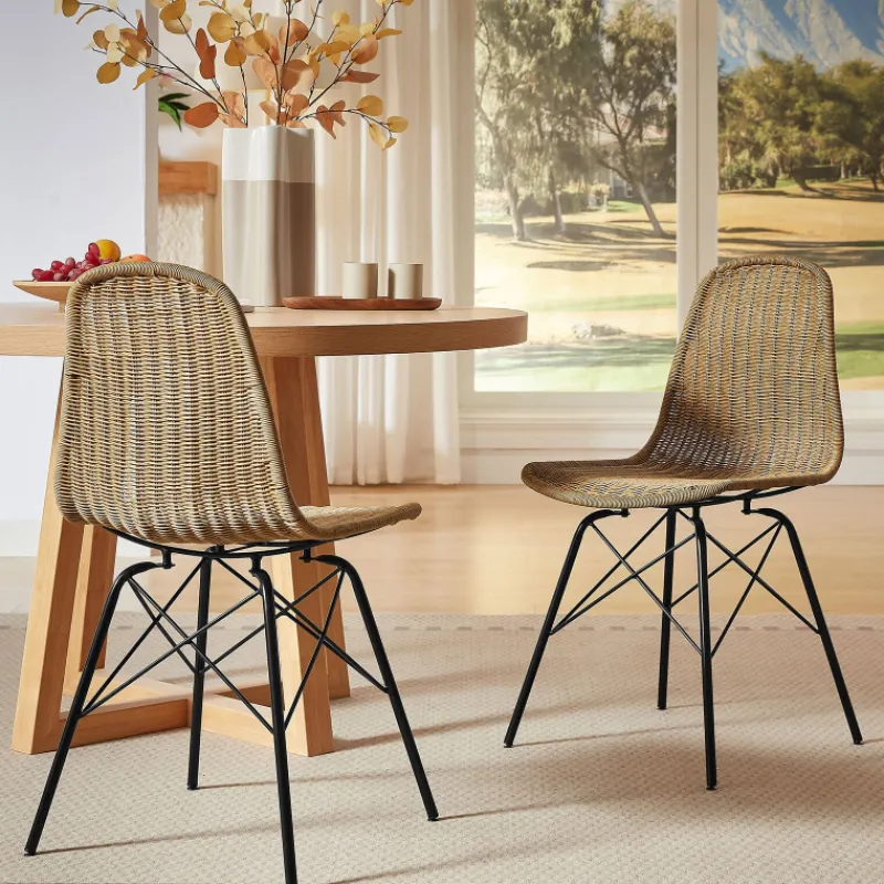 BornéoChaise tressée bohème avec pieds Eiffel> Chaise De Salle à Manger|Chaise Salon