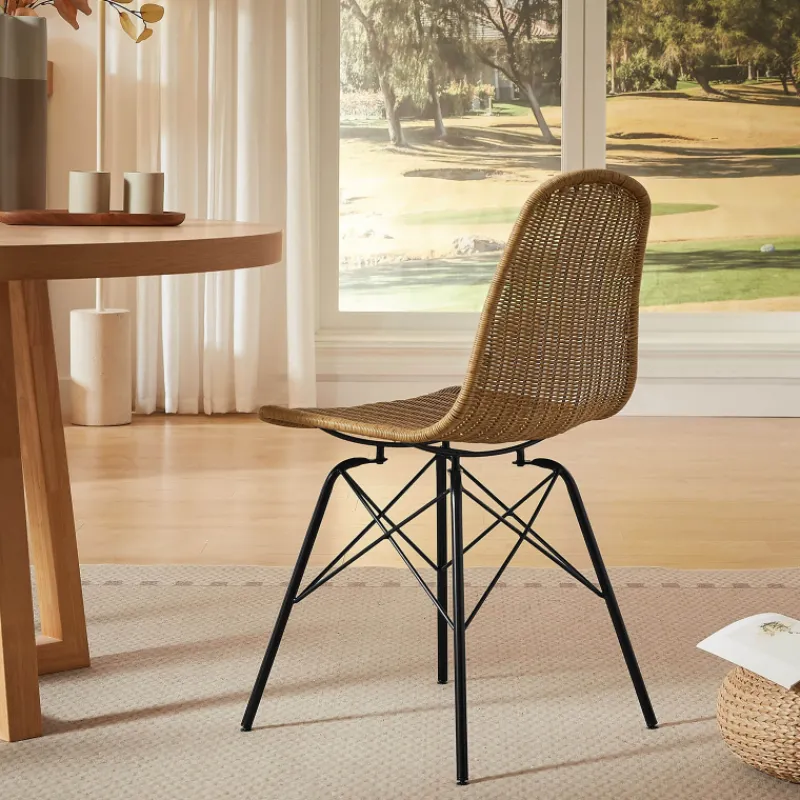 BornéoChaise tressée bohème avec pieds Eiffel> Chaise De Salle à Manger|Chaise Salon