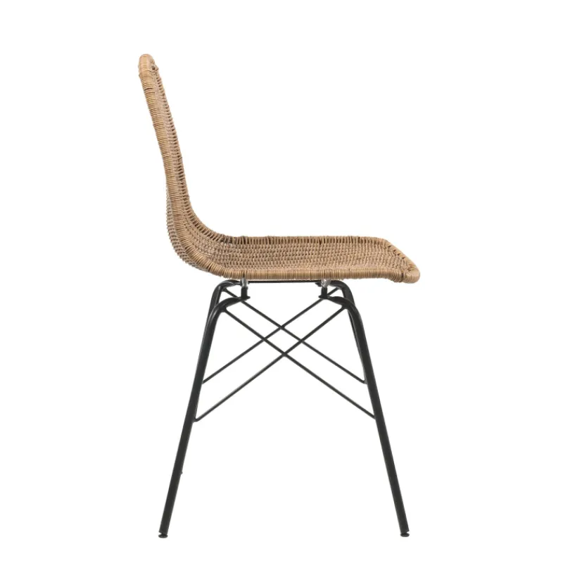 BornéoChaise tressée bohème avec pieds Eiffel> Chaise De Salle à Manger|Chaise Salon