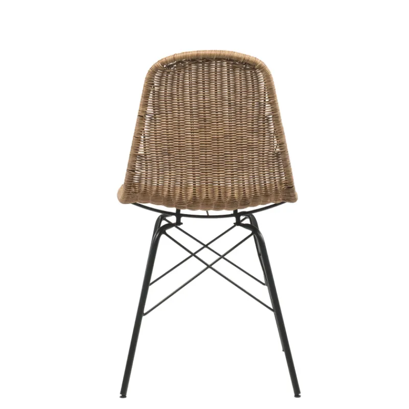 BornéoChaise tressée bohème avec pieds Eiffel> Chaise De Salle à Manger|Chaise Salon