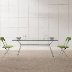 Midj Brioso ® Table en verre design avec pieds en X métalliques> Table De Salle à Manger