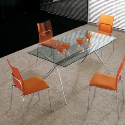 Midj Brioso ® Table en verre design avec pieds en X métalliques><noscript><img width=
