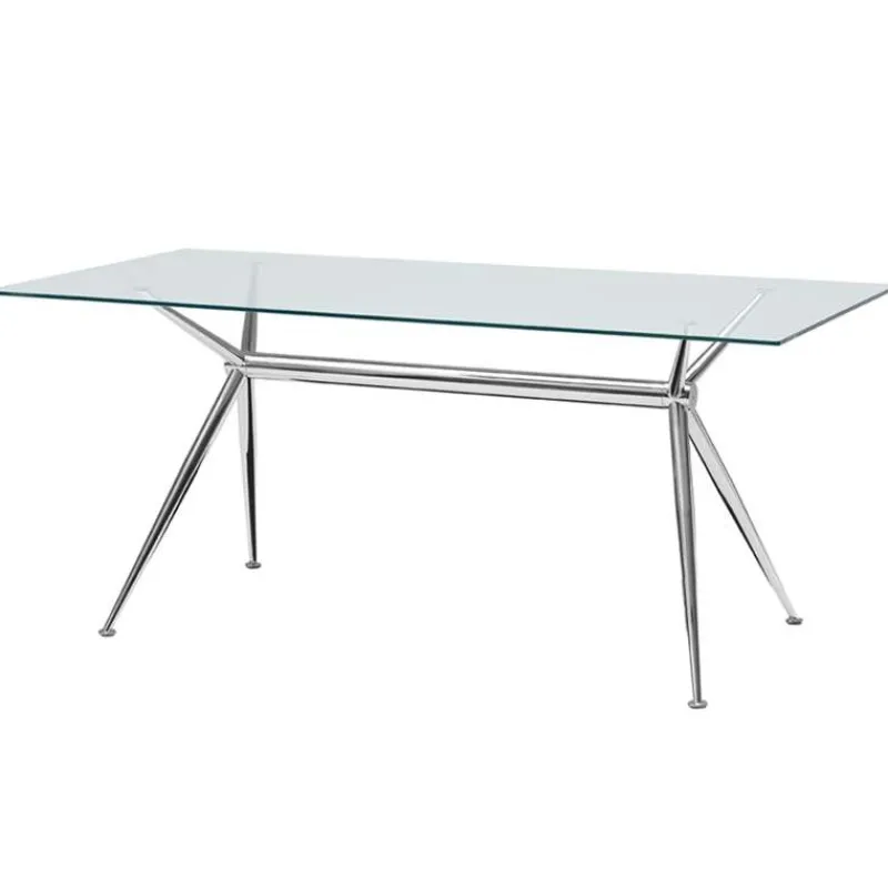 Midj Brioso ® Table en verre design avec pieds en X métalliques> Table De Salle à Manger
