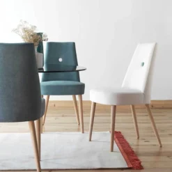 Lujosa Brisa Chaise confortable en tissu pieds bois> Chaise De Salle à Manger|Chaise Salon