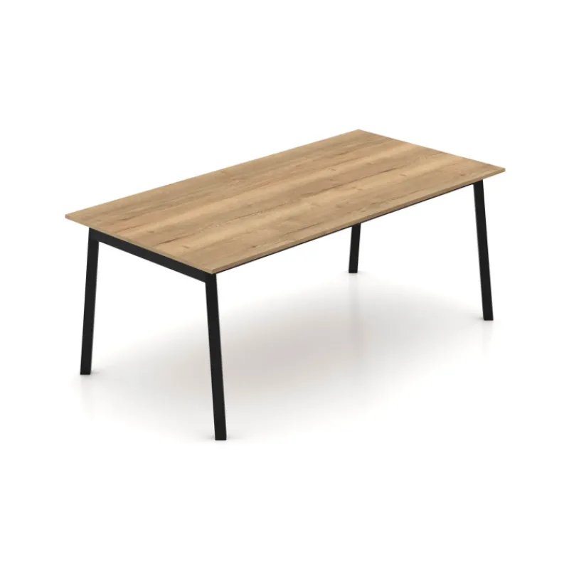 Perfecta Bérénice Table extensible en mélaminé chêne naturel avec pieds en métal noir> Table De Salle à Manger