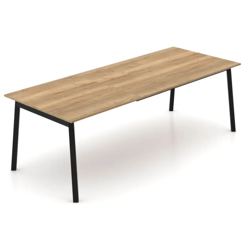 Perfecta Bérénice Table extensible en mélaminé chêne naturel avec pieds en métal noir> Table De Salle à Manger
