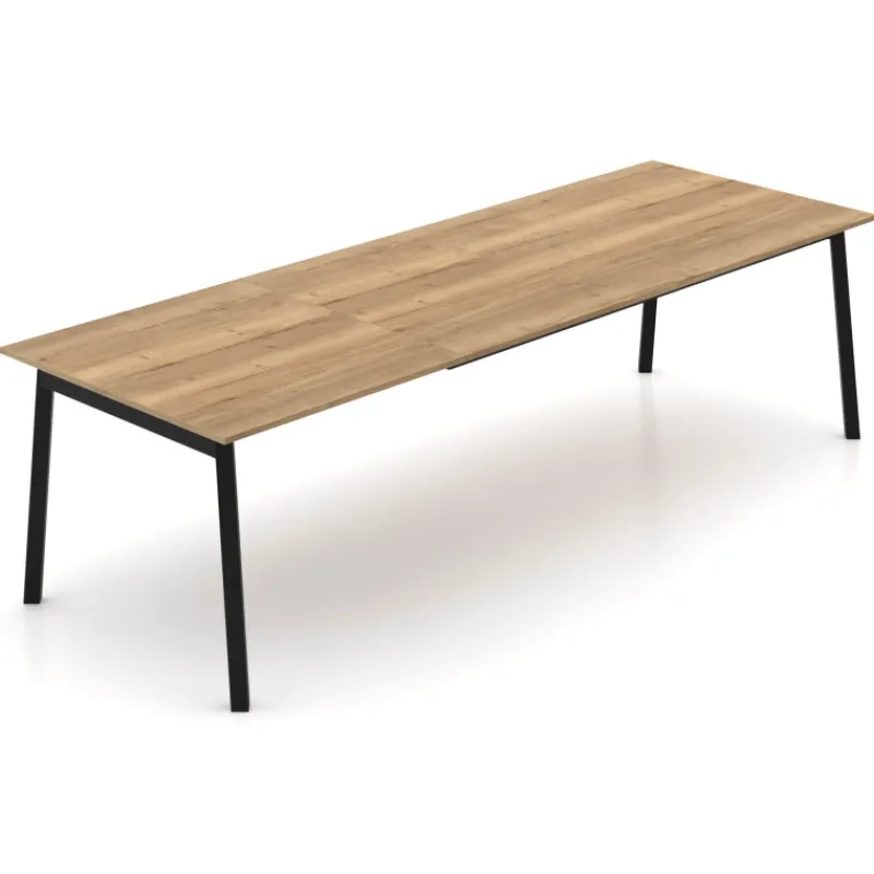 Perfecta Bérénice Table extensible en mélaminé chêne naturel avec pieds en métal noir> Table De Salle à Manger