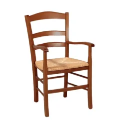 Brocéliande Fauteuil en bois rustique et paille> Chaise De Cuisine|Chaise De Salle à Manger
