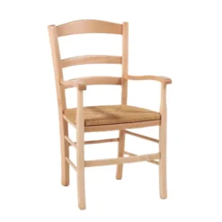 Brocéliande Fauteuil en bois rustique et paille><noscript><img width=