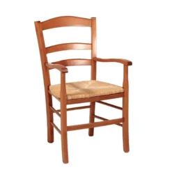Brocéliande Fauteuil en bois rustique et paille><noscript><img width=