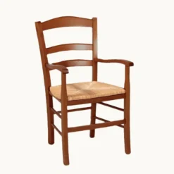 Brocéliande Fauteuil en bois rustique et paille><noscript><img width=