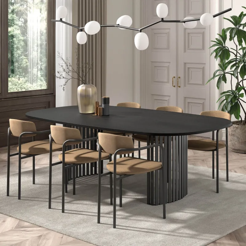 Perfecta Canvas Grande table design rectangulaire aux bords arrondis avec pieds ajourés> Table De Salle à Manger