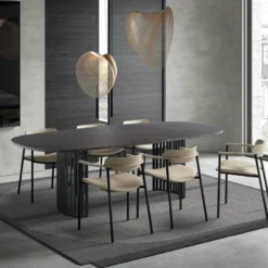 Perfecta Canvas Grande table design rectangulaire aux bords arrondis avec pieds ajourés> Table De Salle à Manger