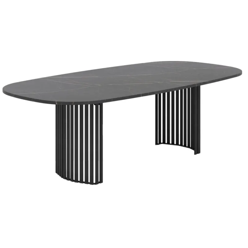 Perfecta Canvas Grande table design rectangulaire aux bords arrondis avec pieds ajourés> Table De Salle à Manger