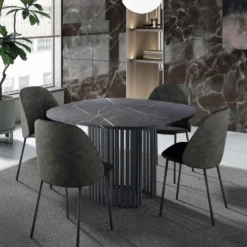 Perfecta Canvas Table design carrée avec bords arrondis et pied central ajouré> Table De Cuisine|Table De Salle à Manger
