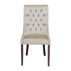 Lujosa Carol Chaise matelassée en tissu pieds bois><noscript><img width=