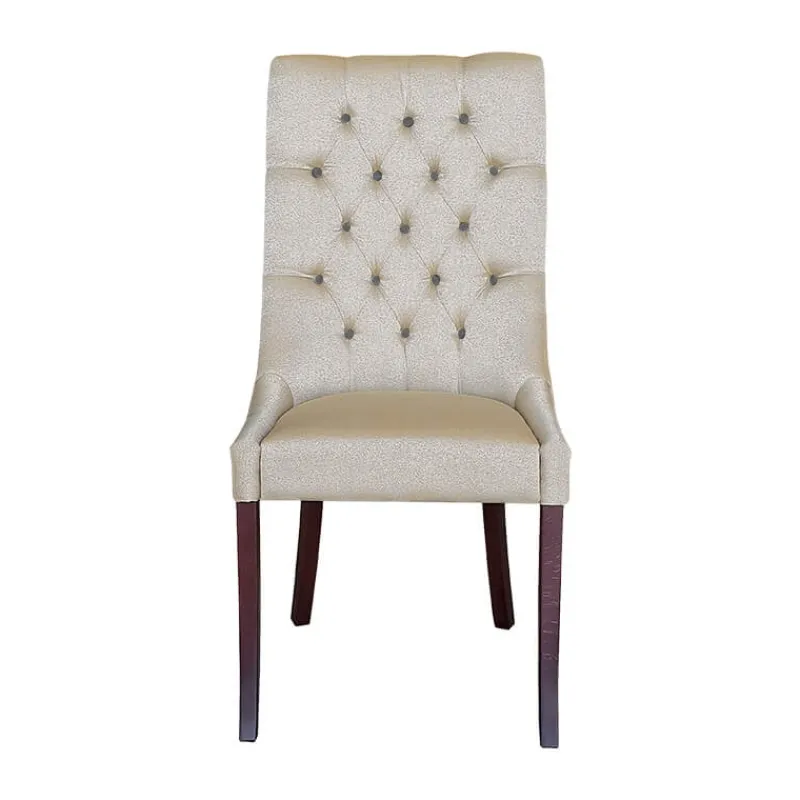 Lujosa Carol Chaise matelassée en tissu pieds bois> Chaise De Salle à Manger|Chaise Salon