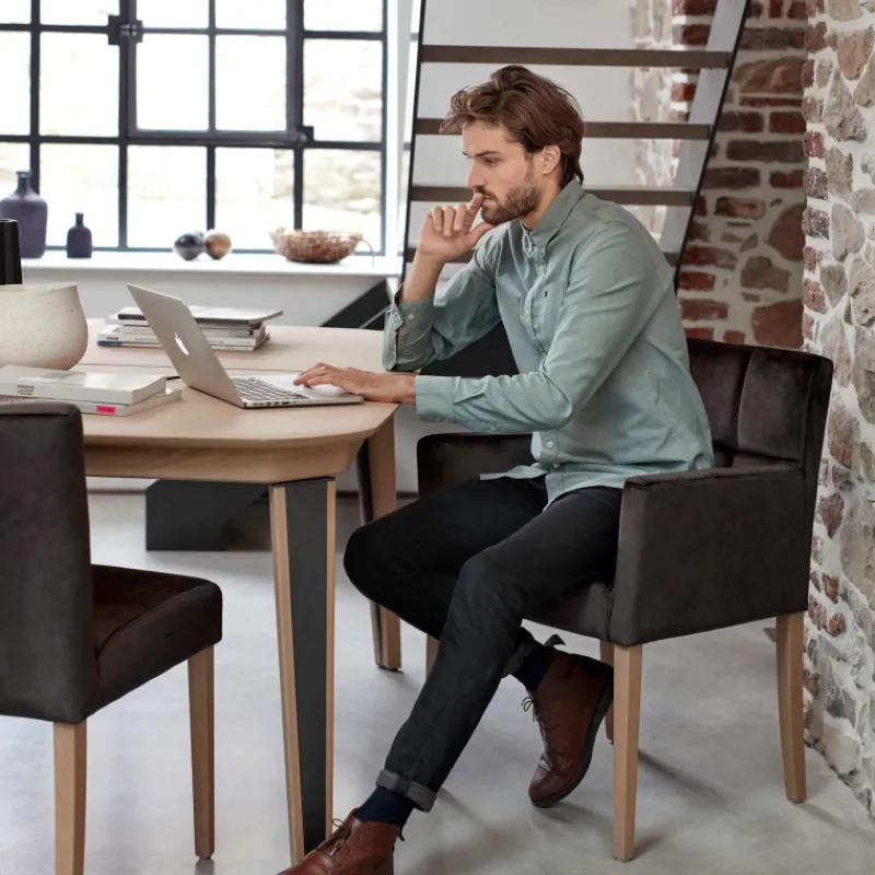 Mobitec Carré ® Fauteuil de séjour en bois et tissu> Chaise De Salle à Manger|Chaise Salon