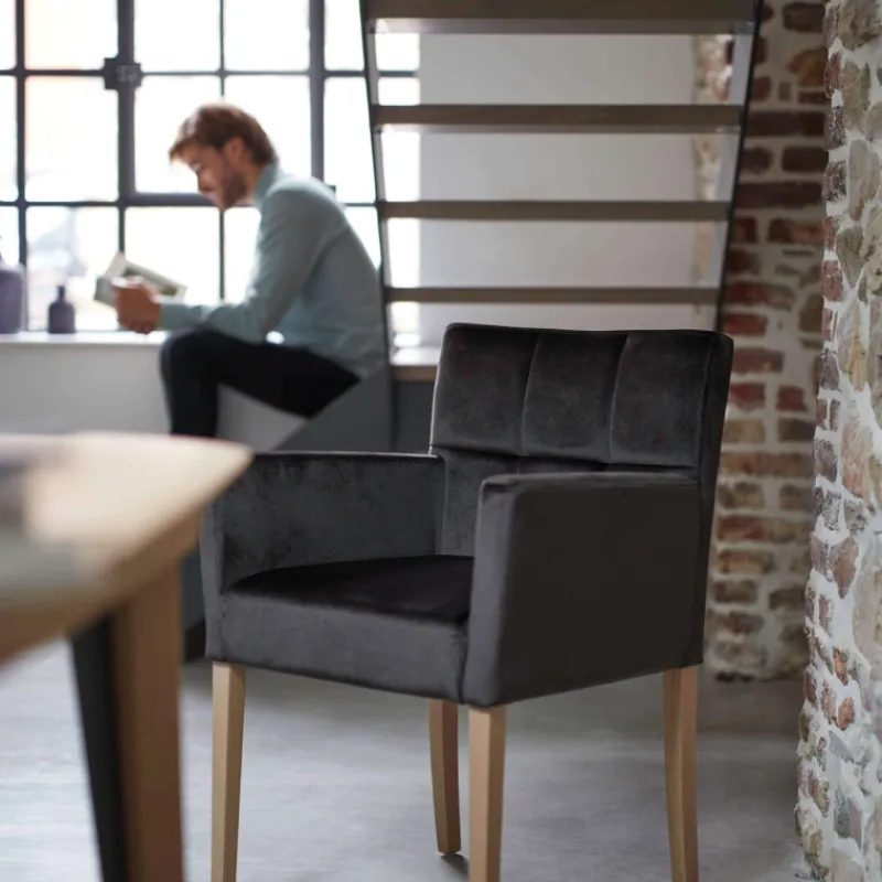 Mobitec Carré ® Fauteuil de séjour en bois et tissu> Chaise De Salle à Manger|Chaise Salon