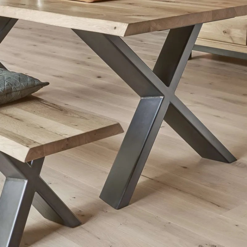 Corom export Carte Table extensible rectangulaire en chêne massif et métal pieds en X> Table De Salle à Manger