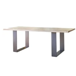 Corom export Carte Table industrielle rectangulaire en chêne massif et pieds traineau> Table De Salle à Manger