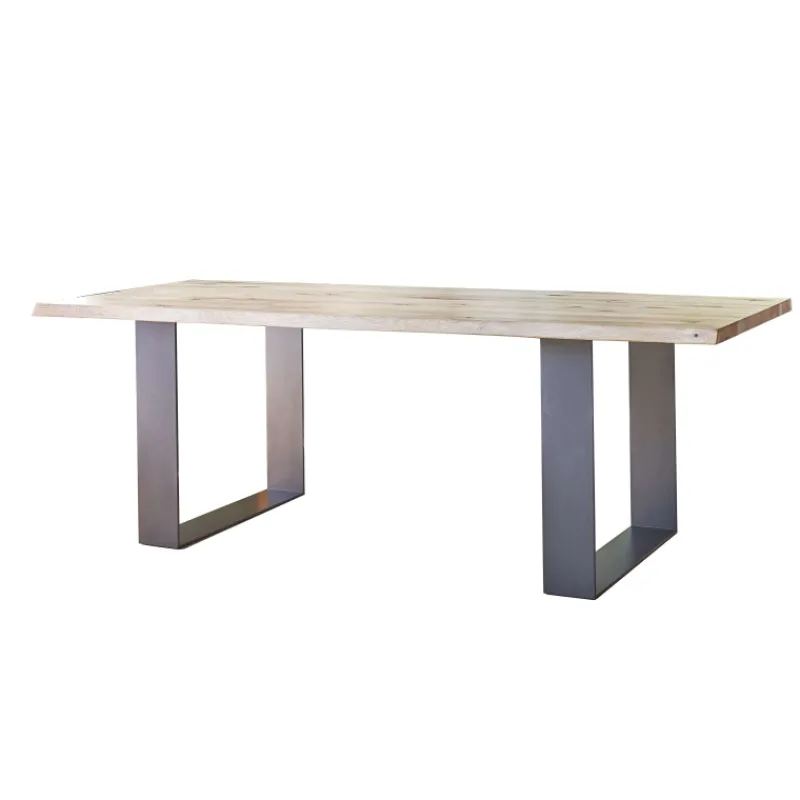 Corom export Carte Table industrielle rectangulaire en chêne massif et pieds traineau> Table De Salle à Manger