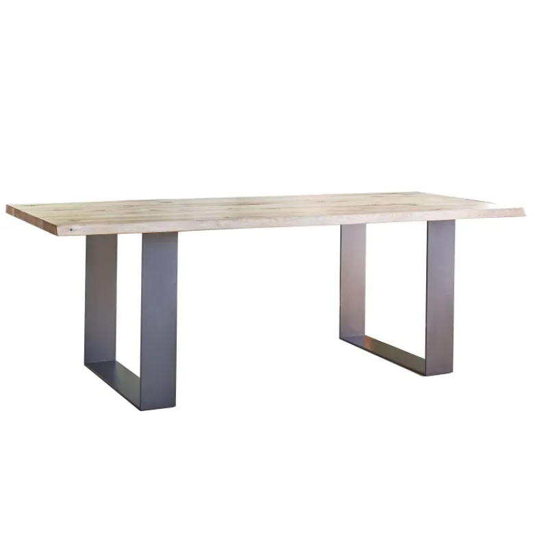 Corom export Carte Table industrielle rectangulaire en chêne massif et pieds traineau> Table De Salle à Manger