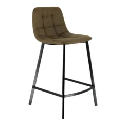 CarviTabouret matelassé hauteur snack en tissu><noscript><img width=