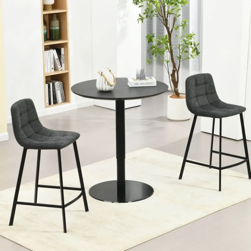 CarviTabouret matelassé hauteur snack en tissu> Tabouret Snack (assise +/- 65 Cm)|Tabouret De Bar (assise +/- 80 Cm)
