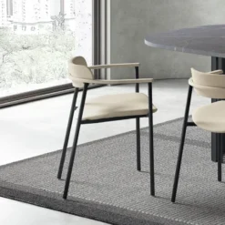 Perfecta Cassis Fauteuil moderne en tissu avec accoudoirs et pieds en métal><noscript><img width=