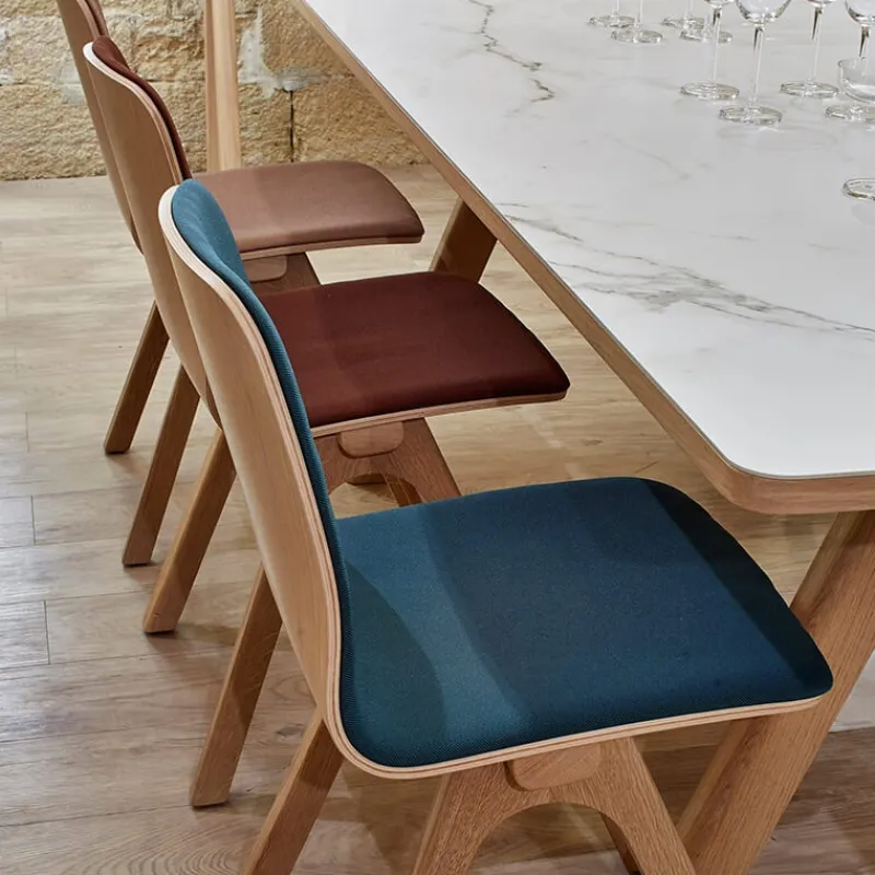 Dasras Chevron Chaise design en tissu et pieds bois> Chaise De Salle à Manger|Chaise Salon