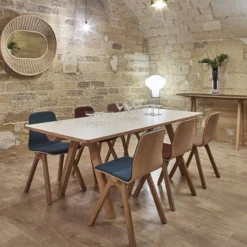 Dasras Chevron Table de designer en céramique et bois> Table De Salle à Manger
