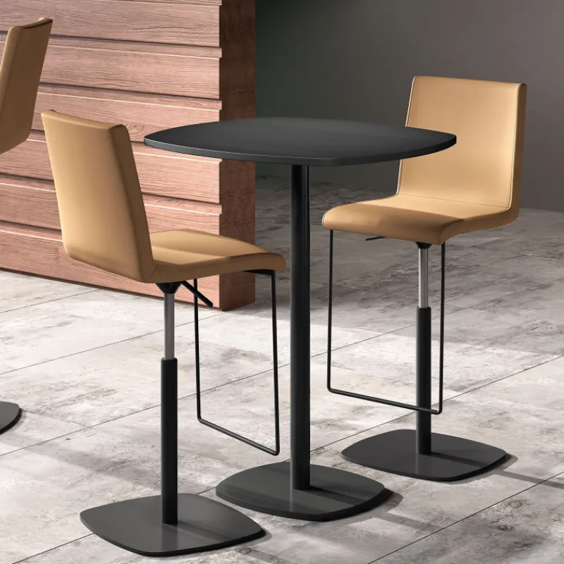 Perfecta Circa Table snack de cuisine carrée aux bords arrondis avec pied central> Table De Cuisine|Table Pour Petit Espace