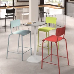 Perfecta Circa Table snack de cuisine carrée aux bords arrondis avec pied central> Table De Cuisine|Table Pour Petit Espace