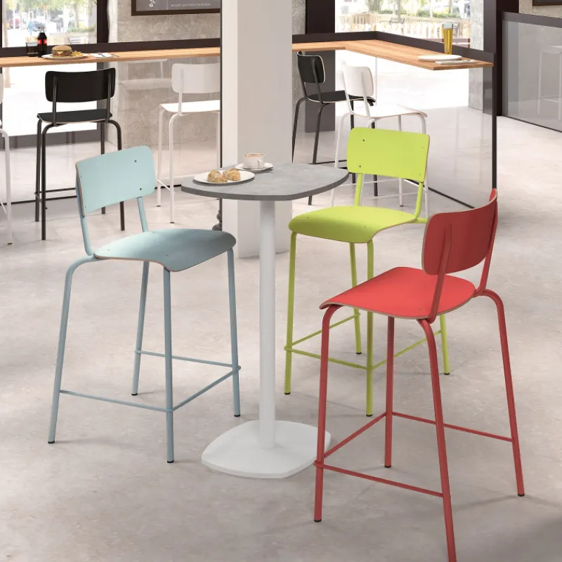 Perfecta Circa Table snack de cuisine carrée aux bords arrondis avec pied central> Table De Cuisine|Table Pour Petit Espace