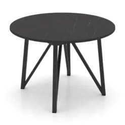 Perfecta Clair de Lune Table ronde extensible en stratifié imitation marbre avec pieds en métal anthracite> Table De Salle à Manger