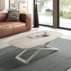 Ramiro Tarazona Clip Table basse relevable électrique forme tonneau en céramique> Table De Salon|Table Pour Petit Espace