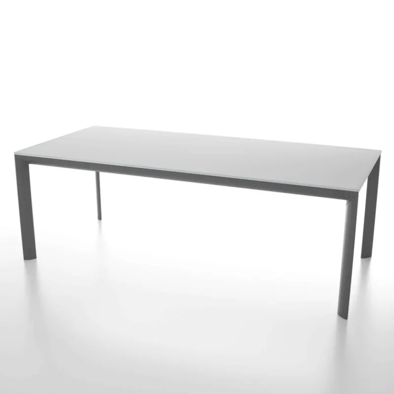 Dexo Cocoon Table rectangulaire extensible en verre trempé et pieds en métal fabriquée en Italie> Table De Salle à Manger