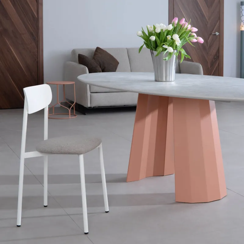 Carrier Colette ® Chaise française en métal avec assise en tissu rembourrée> Chaise De Salle à Manger