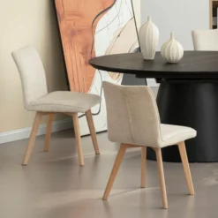 ColineChaise rembourrée en tissu avec pieds en bois><noscript><img width=