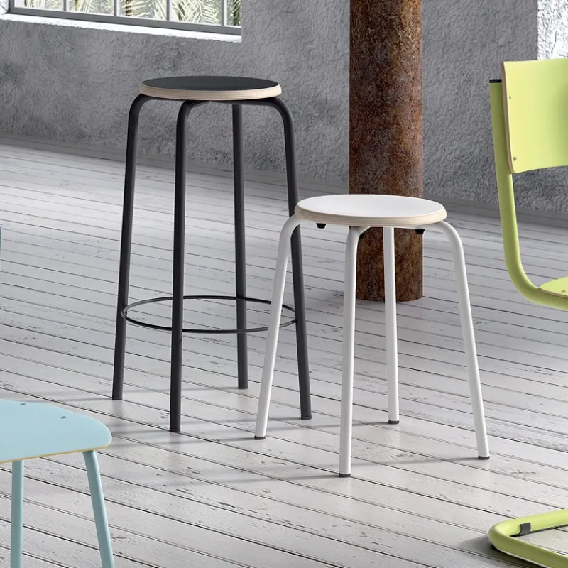 Perfecta Collège Tabouret bas vintage en métal et bois> Tabouret Bas (assise +/- 45 Cm)