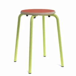 Perfecta Collège Tabouret bas vintage en métal et bois><noscript><img width=