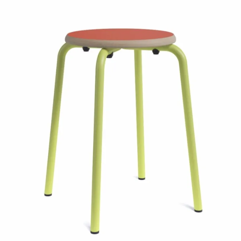 Perfecta Collège Tabouret bas vintage en métal et bois> Tabouret Bas (assise +/- 45 Cm)